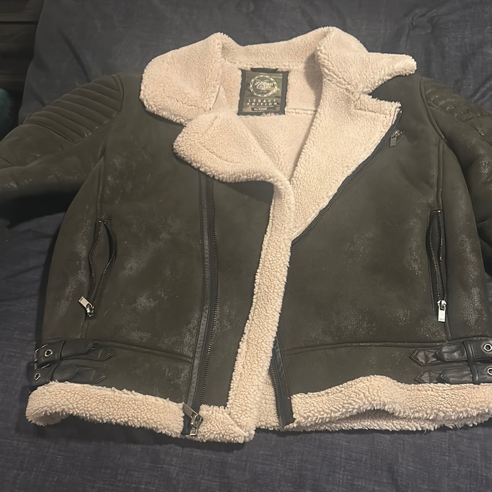 Stylish Olive Green Shearling Jacket